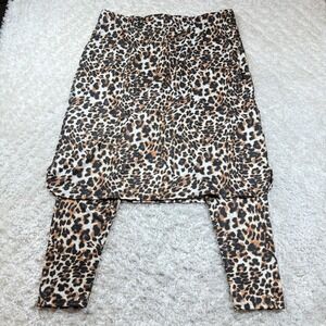 Leopard Print Pencil Skirt with Leggings - Brown/Black